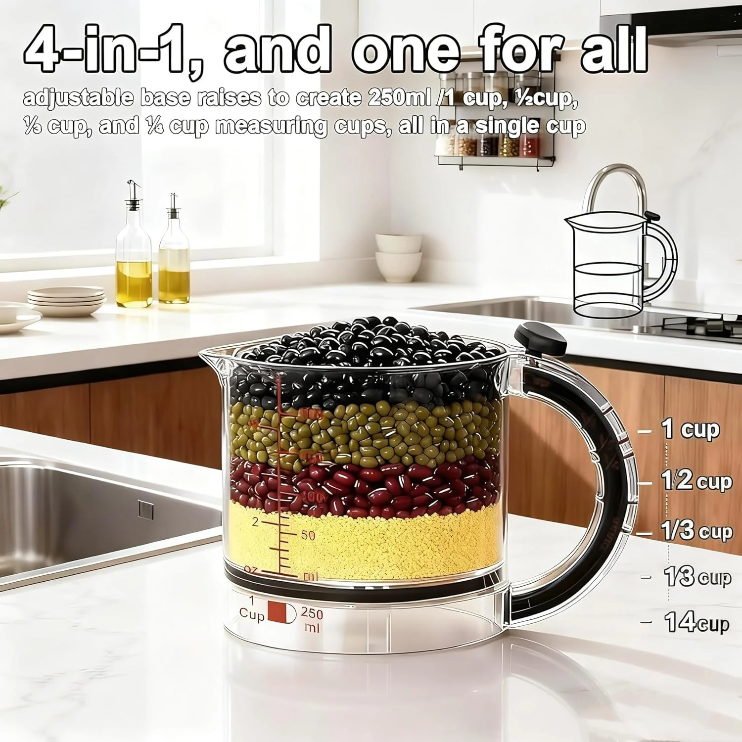 Portable Four-in-one Adjustable Measuring Cup — image 4