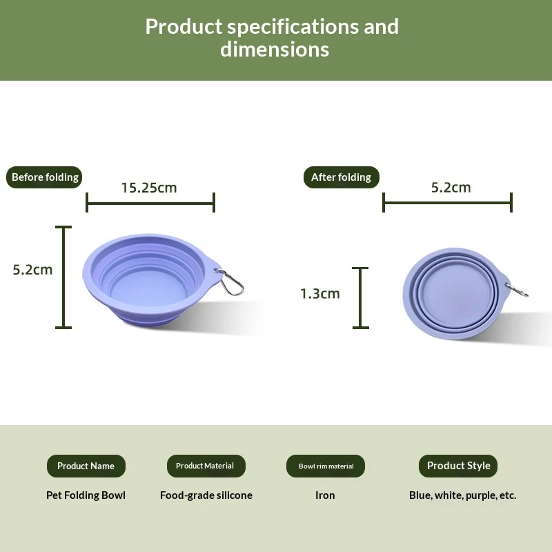 Portable Travel-friendly Foldable Silicone Pet Bowl — image 7