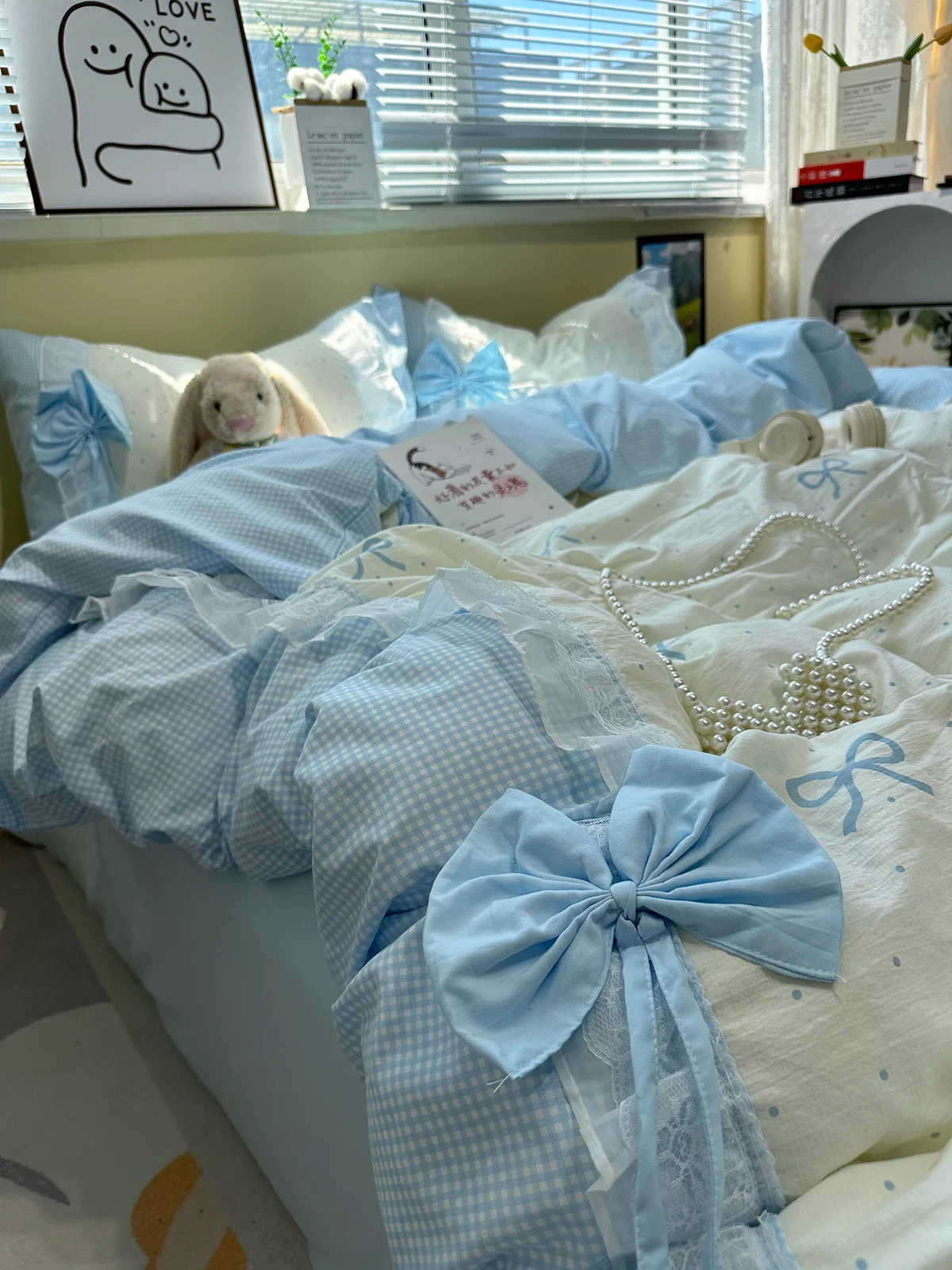 Princess-style All-cotton Four-piece Bedding Set With Bow Details — image 1