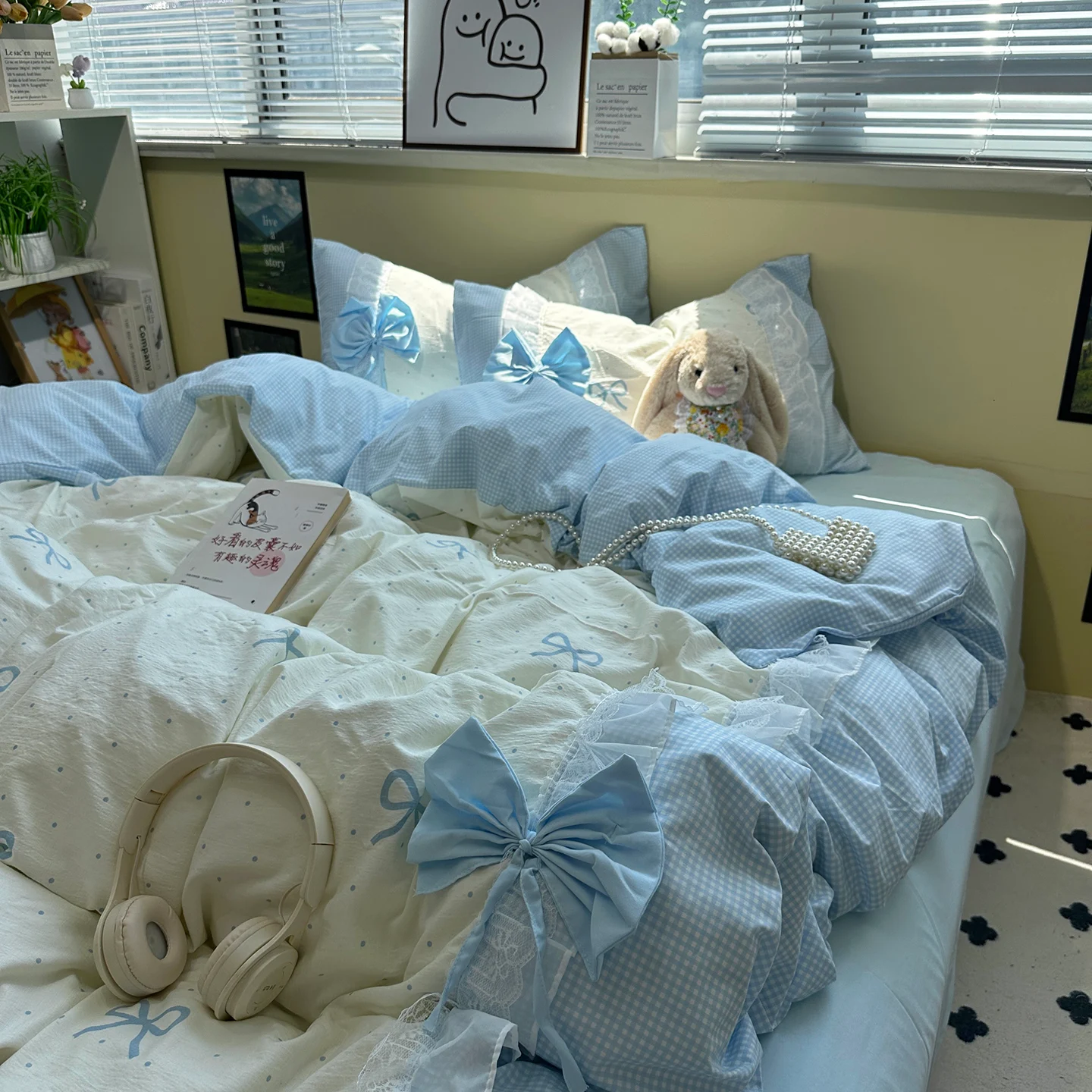 Princess-style All-cotton Four-piece Bedding Set With Bow Details — image 4
