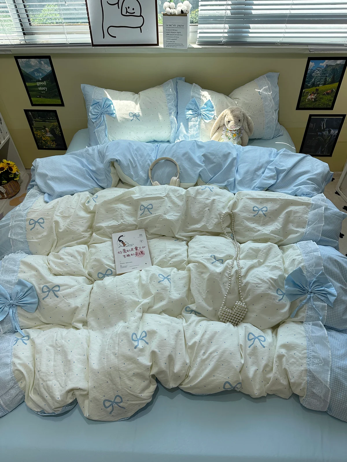 Princess-style All-cotton Four-piece Bedding Set With Bow Details — image 2