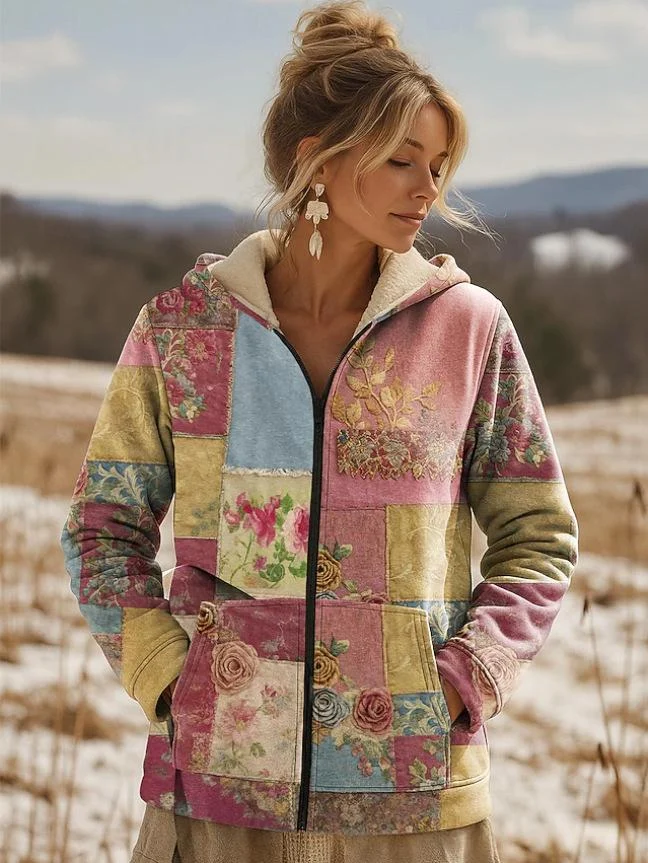 Printed Hooded Zip-up Cardigan Fashionable Casual Womens Sweatshirt — image 10