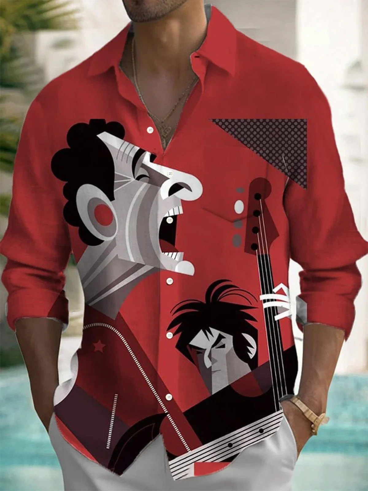 Printed Long-sleeve Casual Top For Men — image 7