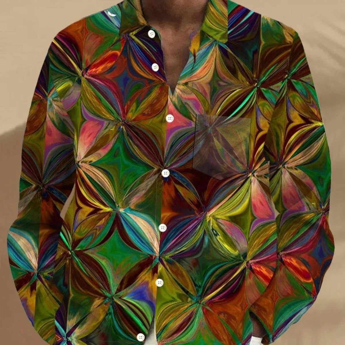 Printed Long-sleeve Casual Top For Men — image 3