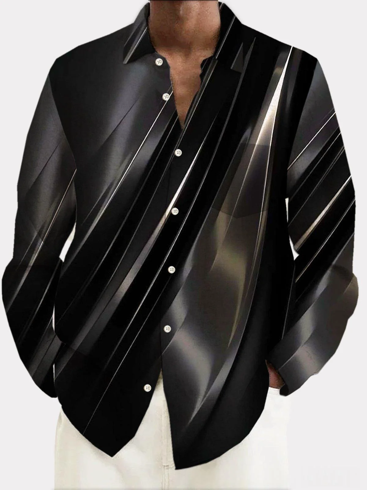 Printed Long-sleeve Casual Top For Men — image 2