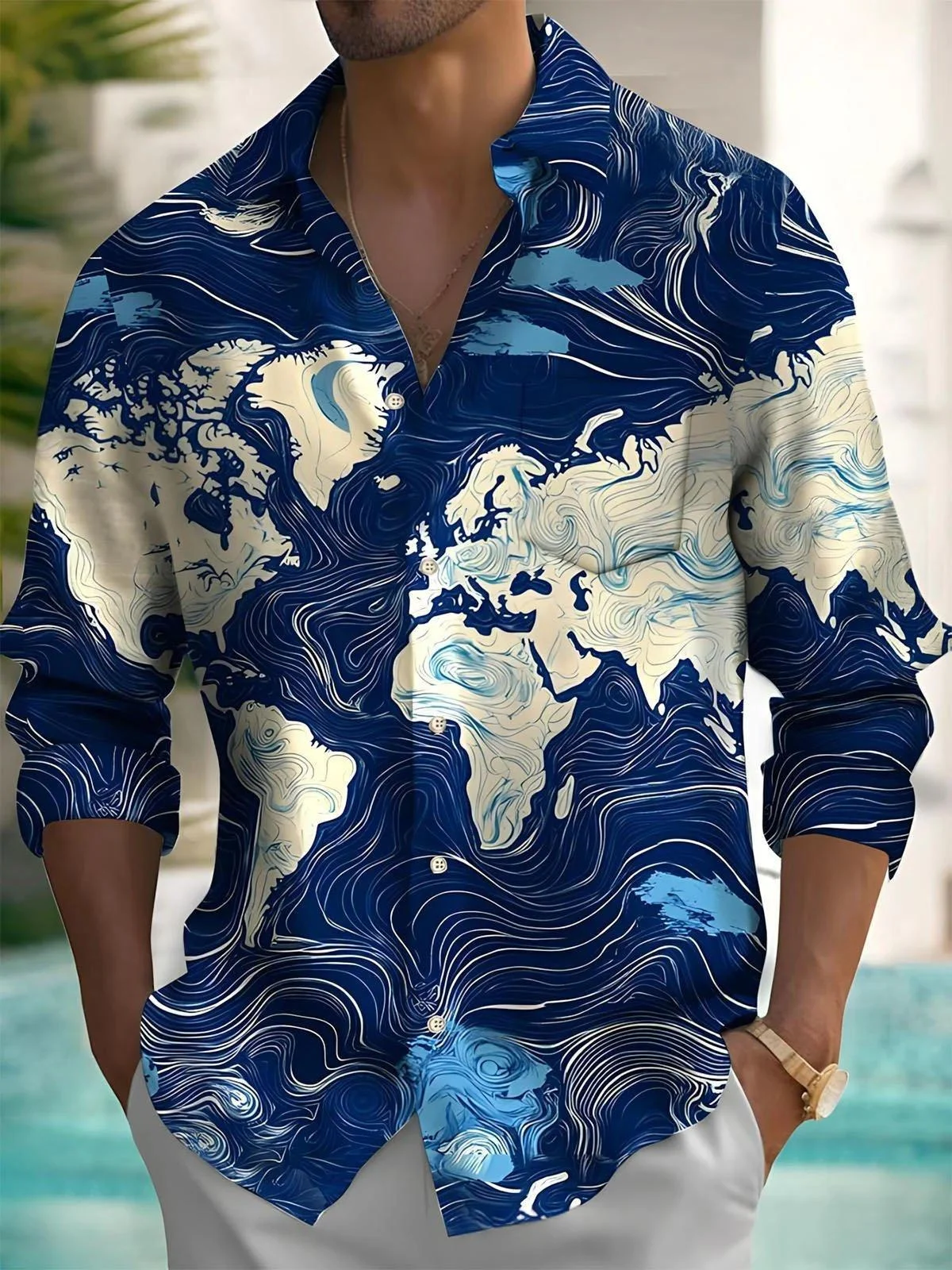 Printed Long-sleeve Casual Top For Men — image 5