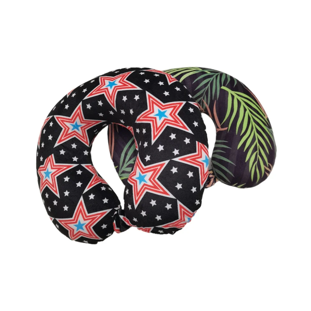 Printed Micro Bead U Shaped Neck Pillow, Soft Filling Travel Pillow For Airplane Car Trip — image 3