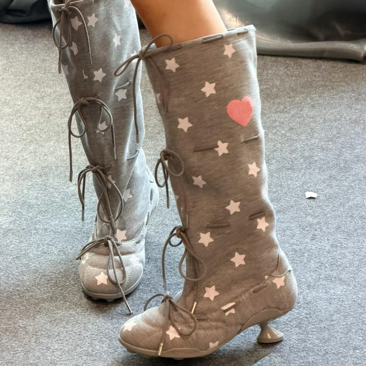 Printed Strap Knee-length Elastic Thigh-high Boots For Women — image 3
