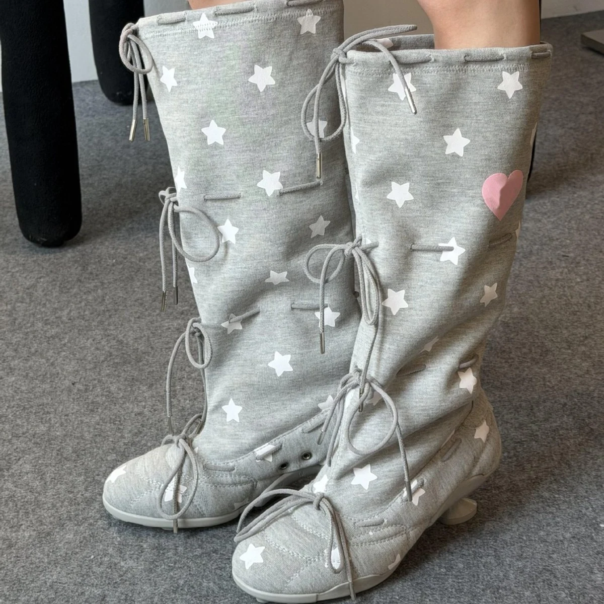 Printed Strap Knee-length Elastic Thigh-high Boots For Women — image 2
