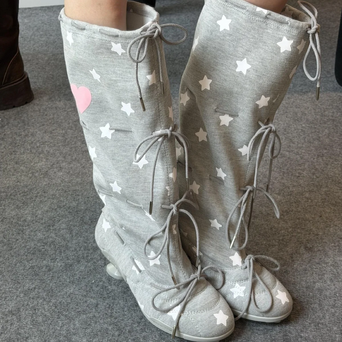 Printed Strap Knee-length Elastic Thigh-high Boots For Women — image 4