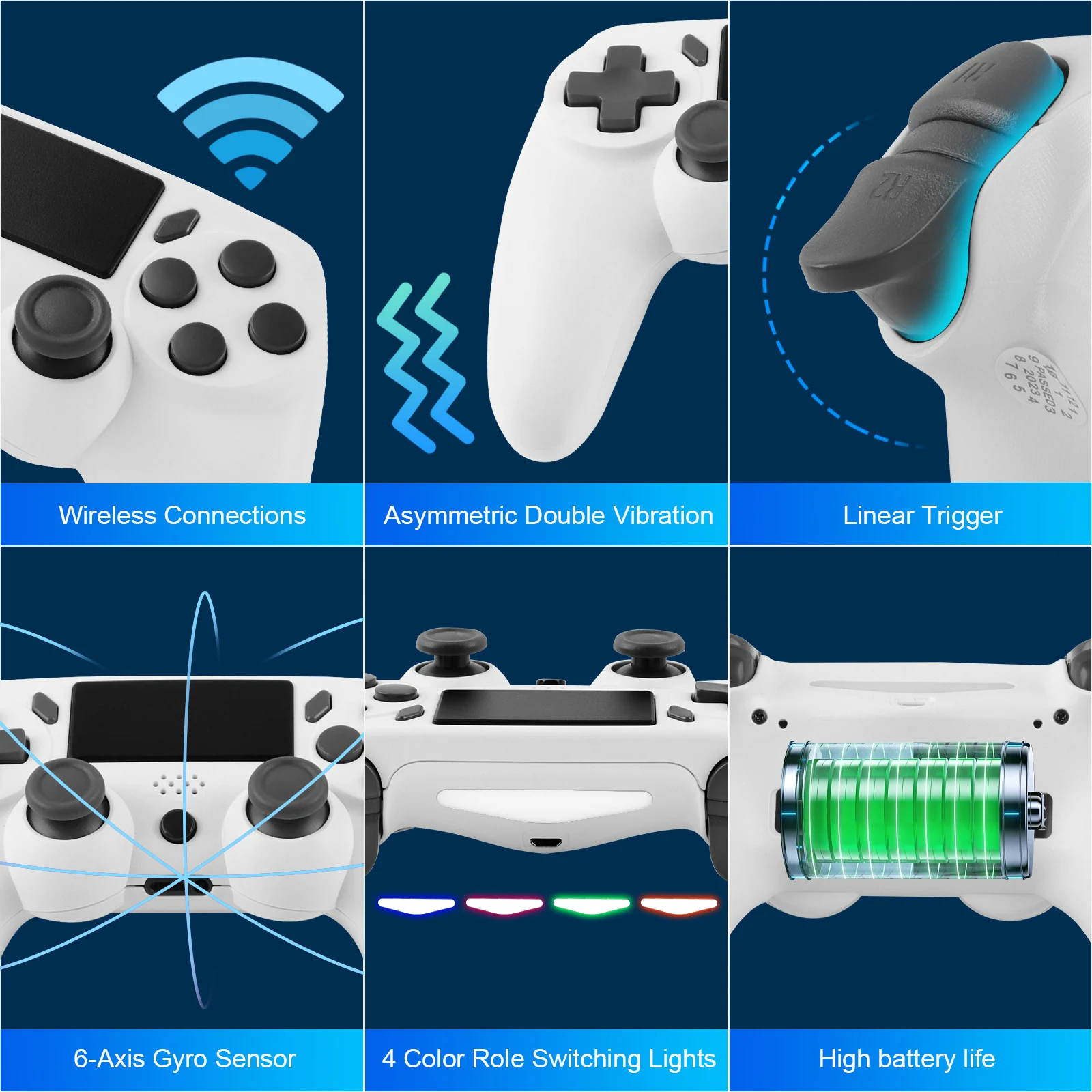 PS4 Game Controller, Six-axis Gyroscope, Dual Vibration Motion Sensing, Pc, Wireless… — image 3