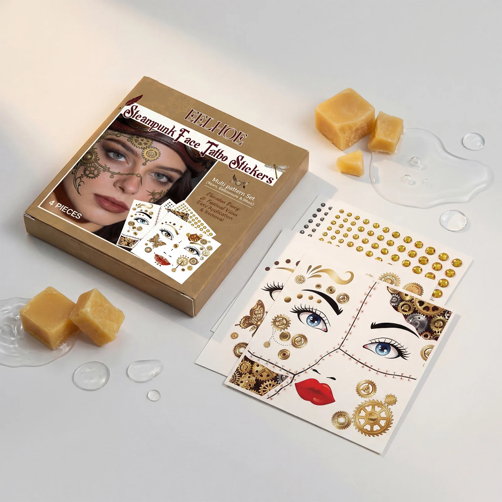 Punk Style Facial Tattoo Sticker Set 1 1box — image 5