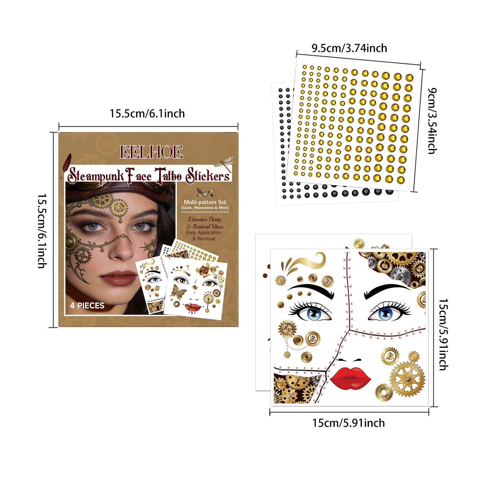 Punk Style Facial Tattoo Sticker Set 1 1box — image 6