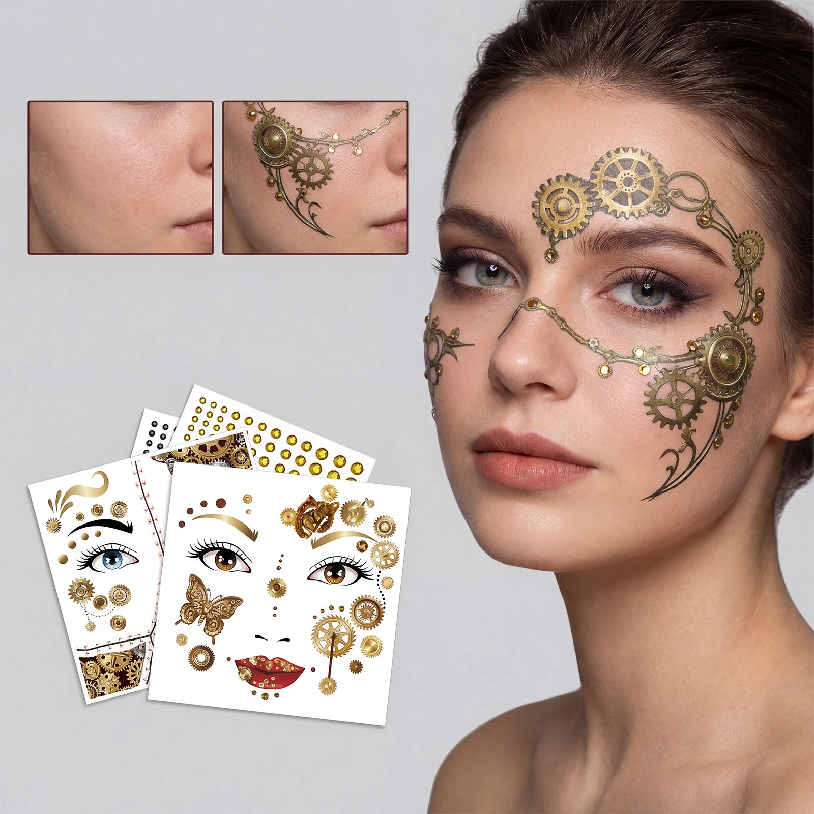 Punk Style Facial Tattoo Sticker Set 1 1box — image 2