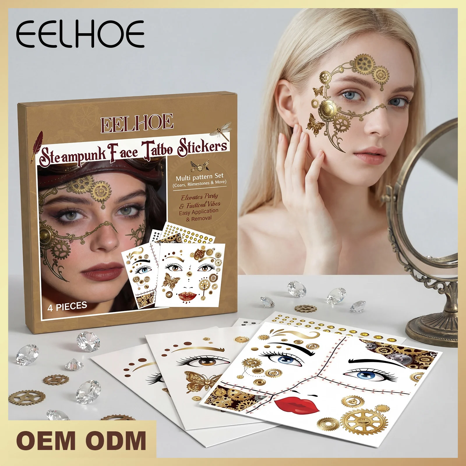 Punk Style Facial Tattoo Sticker Set 1 1box — image 3