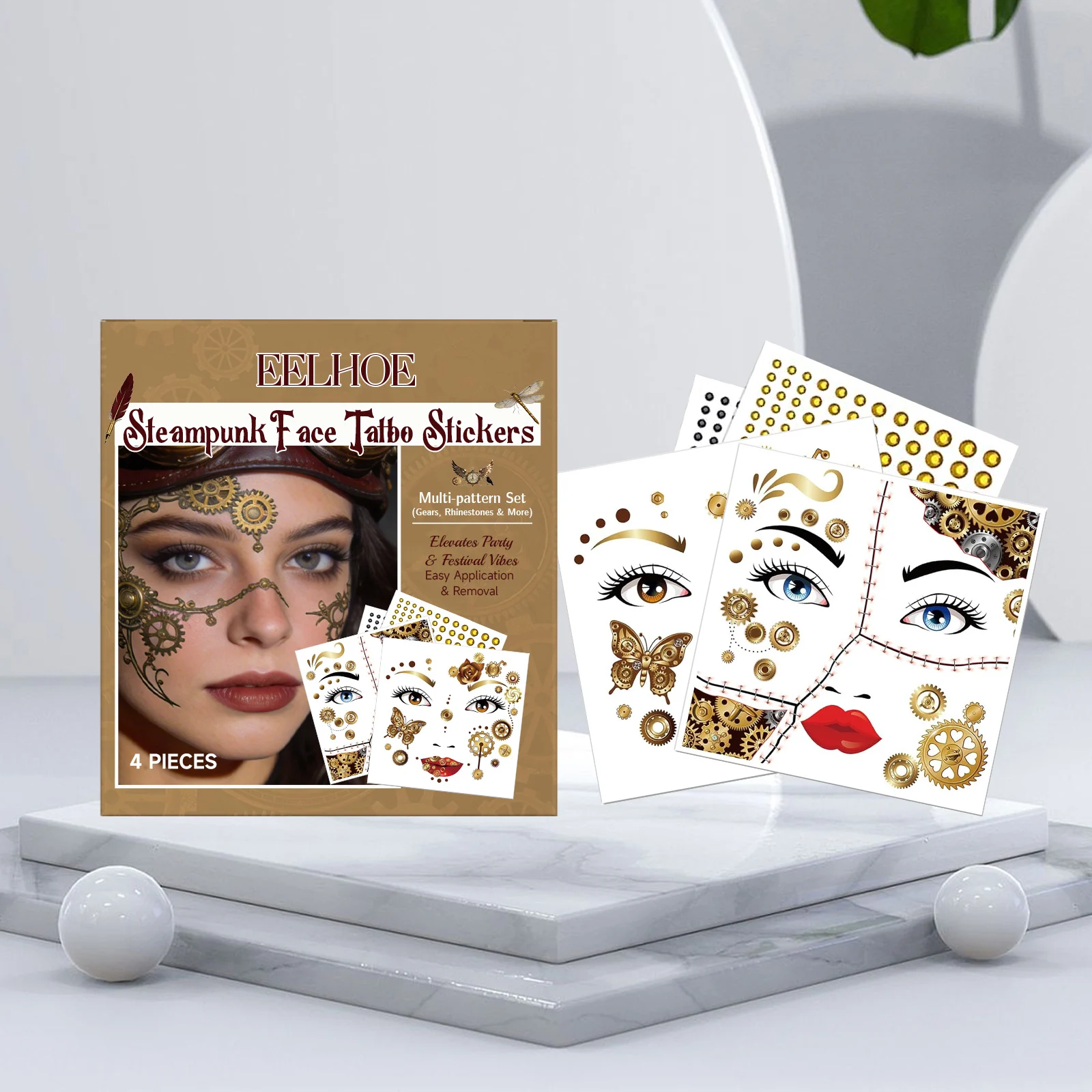 Punk Style Facial Tattoo Sticker Set 1 1box — image 8
