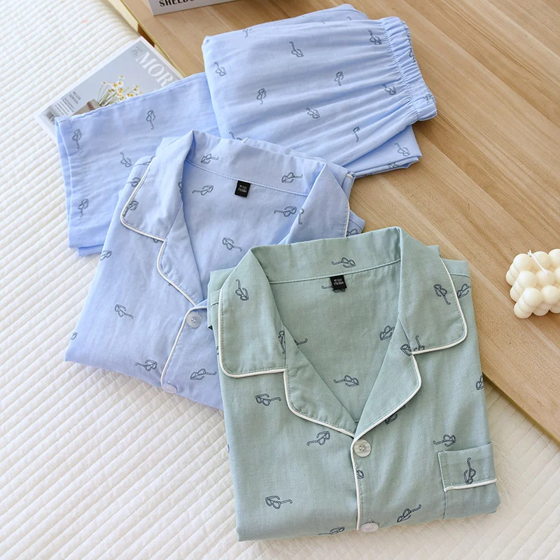 Pure Cotton Gauze Long-sleeved And Long-pants Men's Pajamas — image 3
