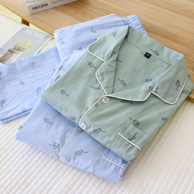 Pure Cotton Gauze Long-sleeved And Long-pants Men's Pajamas — image 5