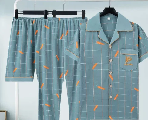 Pure Cotton Three-piece Pajama Set For Men — image 10