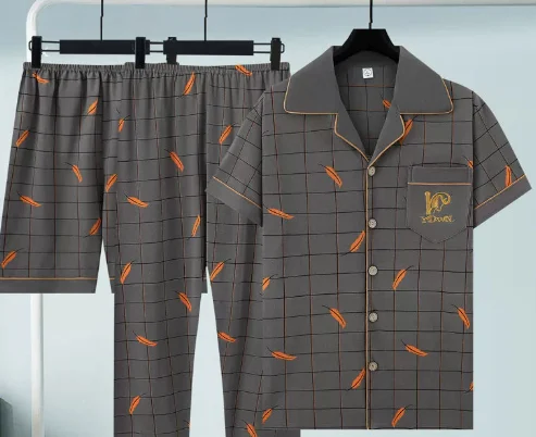 Pure Cotton Three-piece Pajama Set For Men — image 6