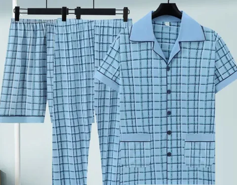 Pure Cotton Three-piece Pajama Set For Men — image 7