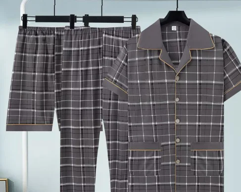 Pure Cotton Three-piece Pajama Set For Men — image 8