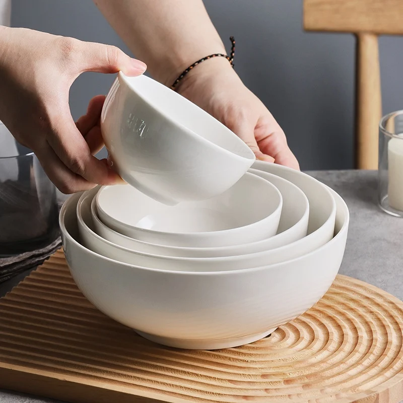 Pure White Ceramic Rice Bowl And Noodle — image 2