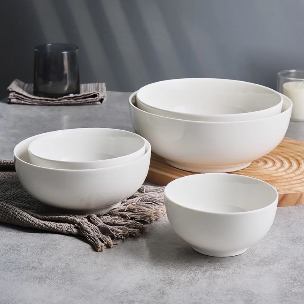 Pure White Ceramic Rice Bowl And Noodle — image 7