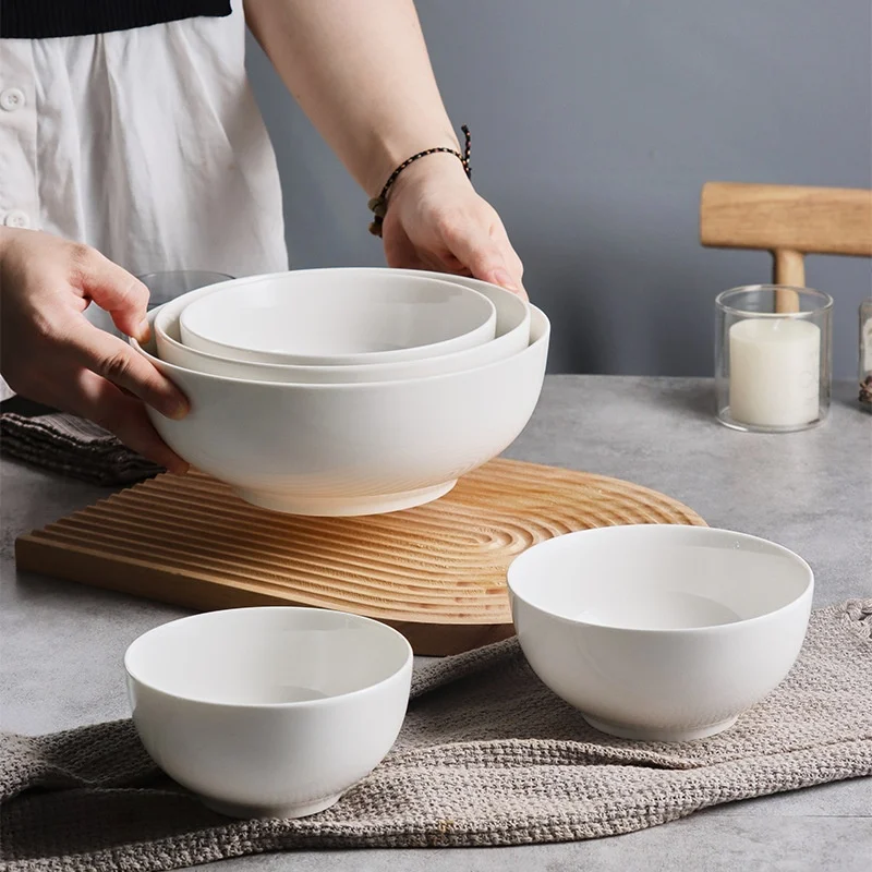 Pure White Ceramic Rice Bowl And Noodle — image 3
