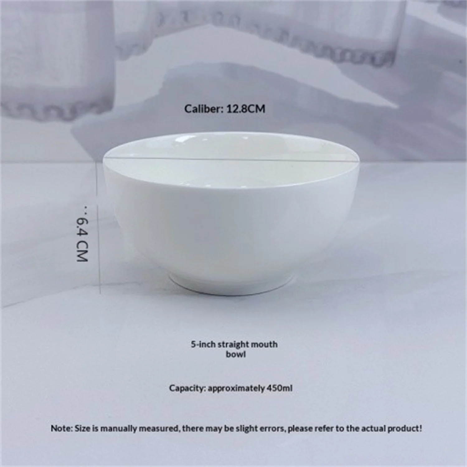 Pure White Ceramic Rice Bowl And Noodle β image 1