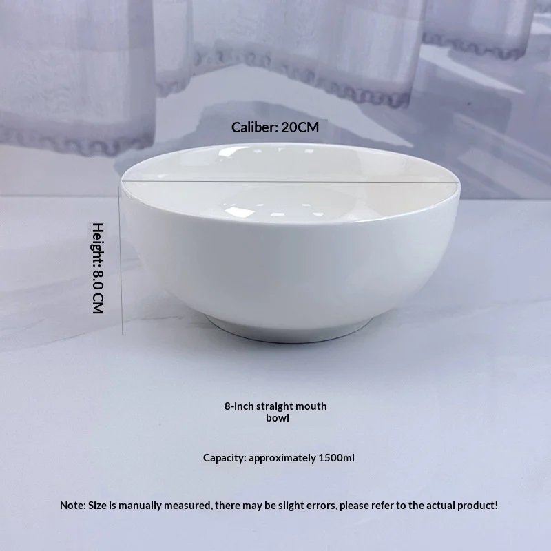 Pure White Ceramic Rice Bowl And Noodle — image 9