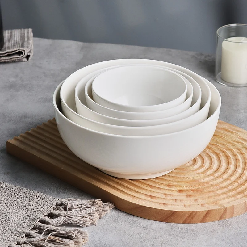 Pure White Ceramic Rice Bowl And Noodle — image 6