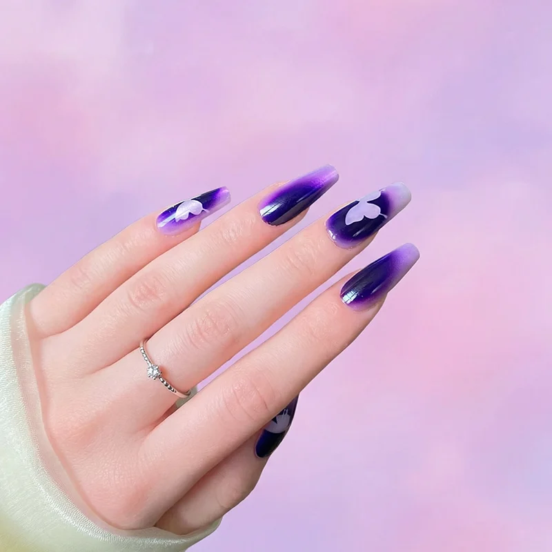 Purple Cat Eye Butterfly Press On Nails — image 6