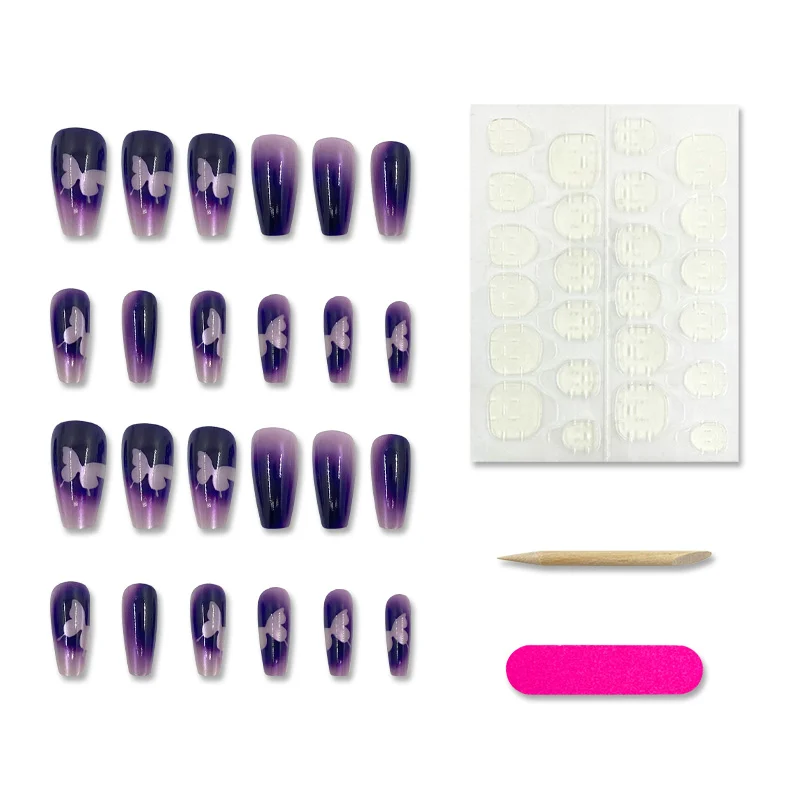 Purple Cat Eye Butterfly Press On Nails — image 4