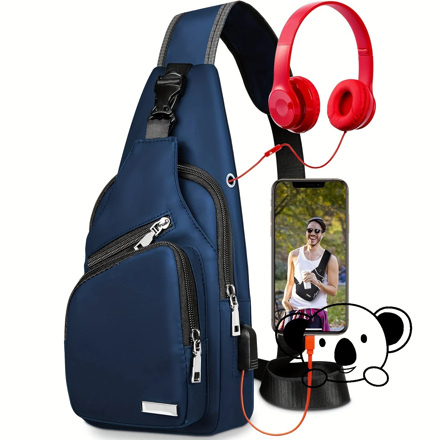 Q 38041 Men's Waterproof USB Chest Bag Mens — image 1