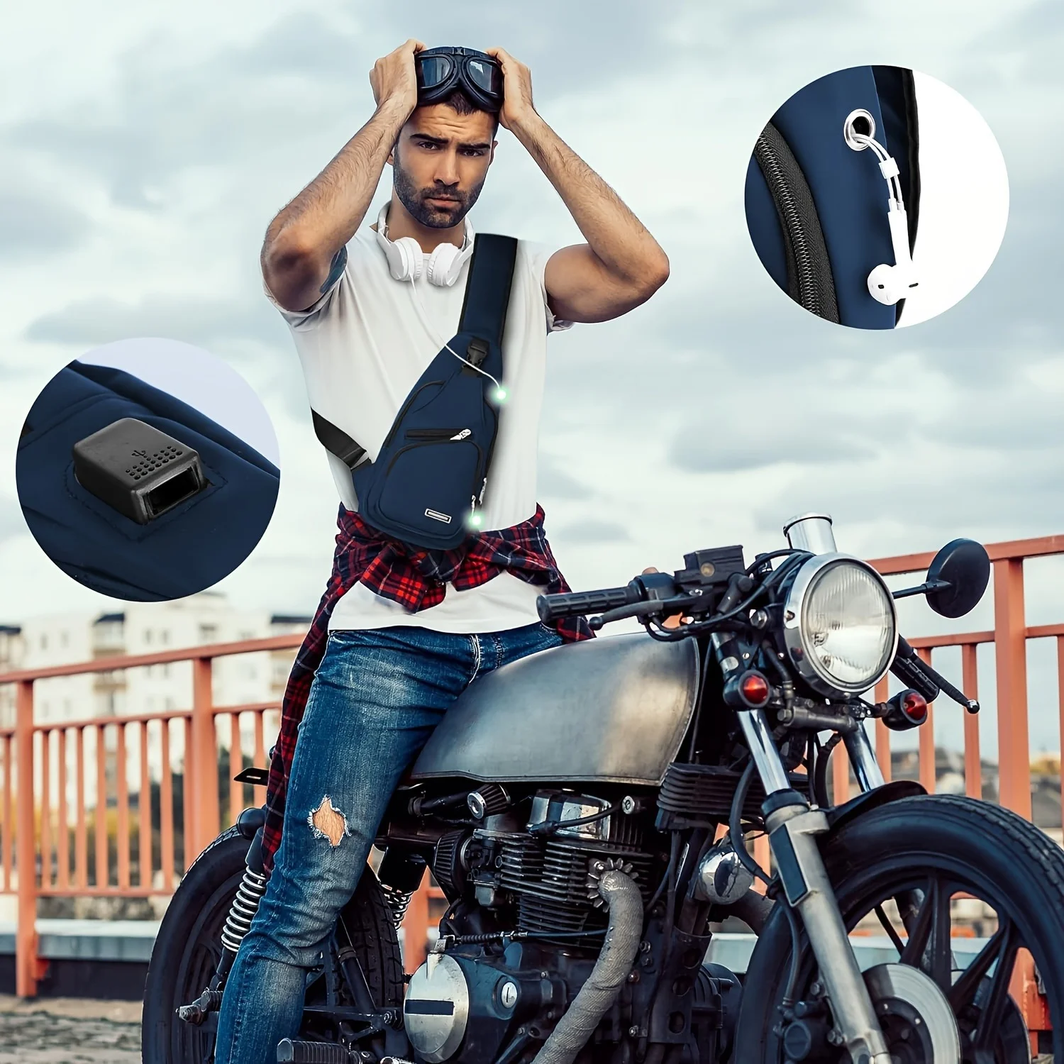 Q 38041 Men's Waterproof USB Chest Bag Mens — image 5