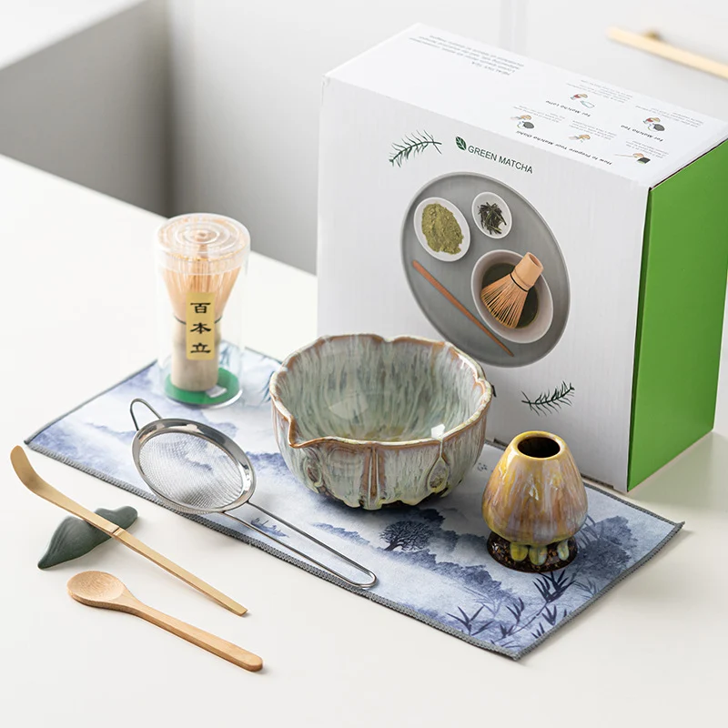 Qihuang Brushed Retro Kiln-changed Matcha Set — image 2