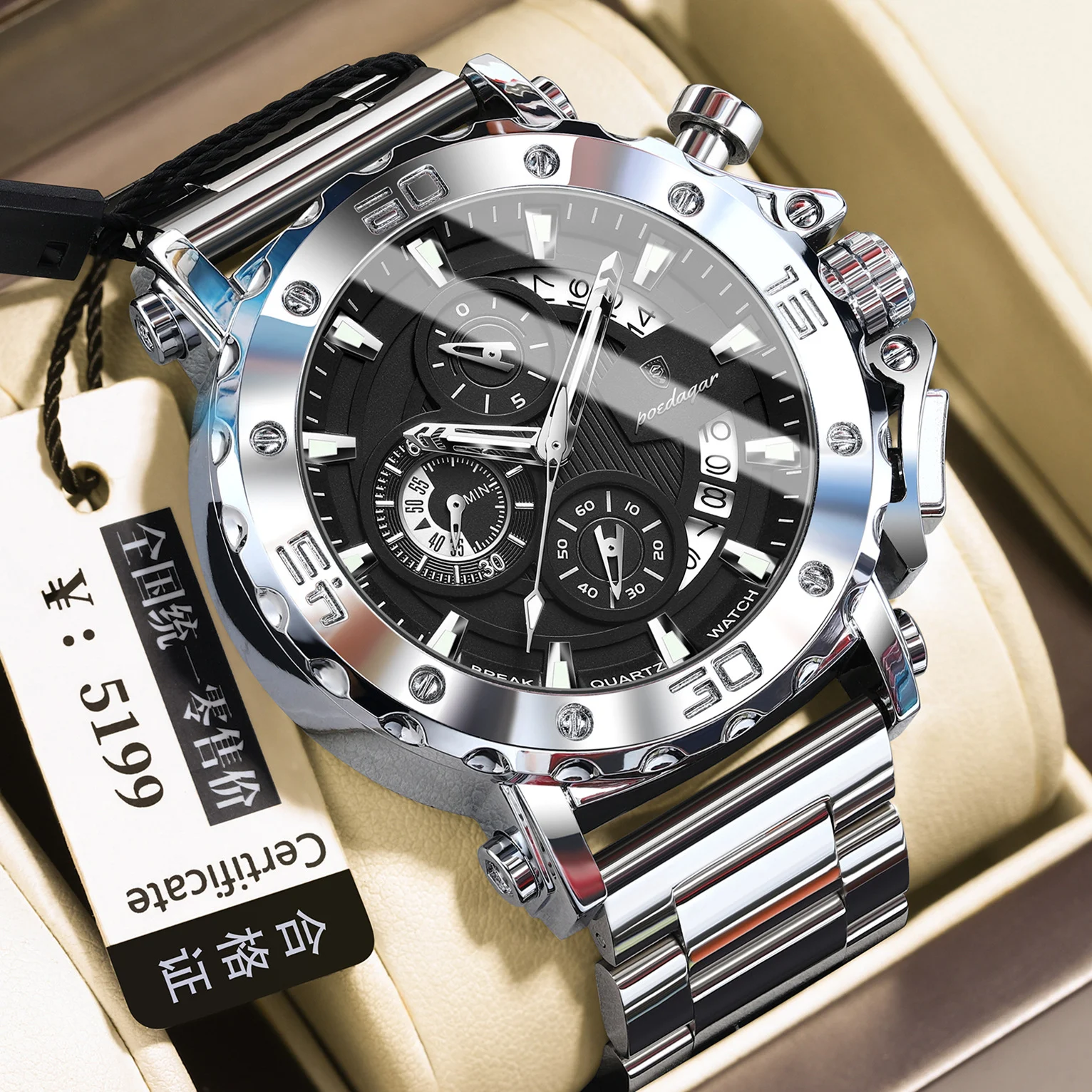 Quartz Watch Waterproof Multifunctional Luminous Fashionable Mens Timepiece — image 4