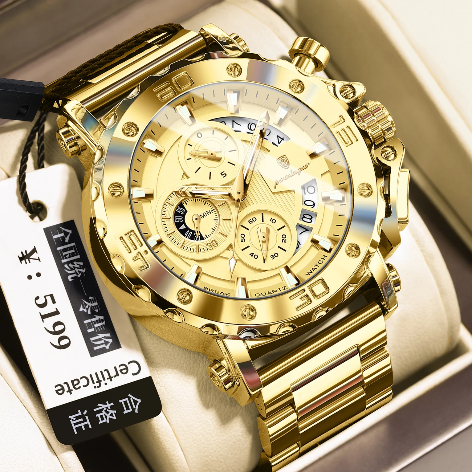 Quartz Watch Waterproof Multifunctional Luminous Fashionable Mens Timepiece — image 5