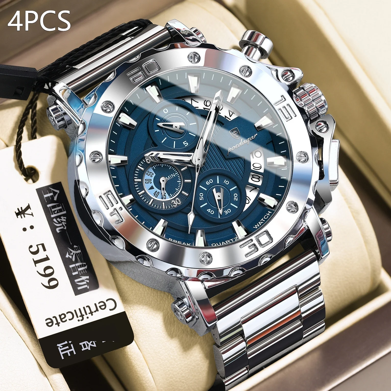 Quartz Watch Waterproof Multifunctional Luminous Fashionable Mens Timepiece — image 3