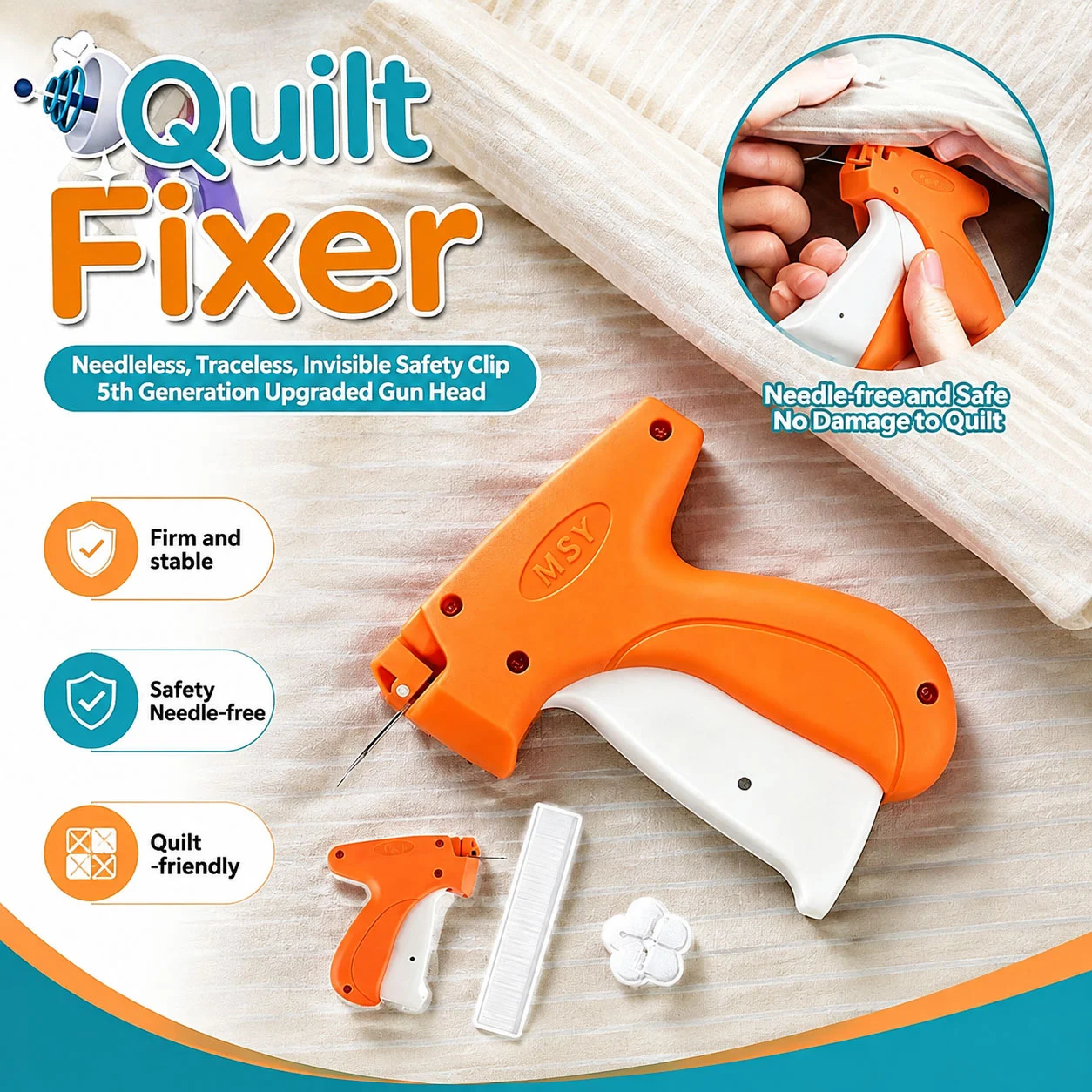 Quilt Clip Fastener Tool For Clothes Bedding Comforter Holder, Handheld Anti-slip… — image 7