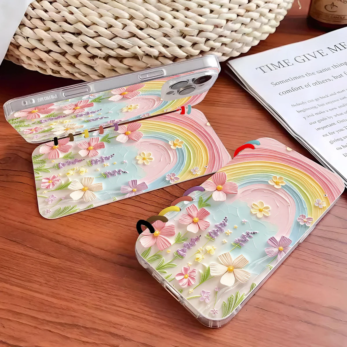 Rainbow Floral Notebook Flip Case For Mobile Phones — image 3