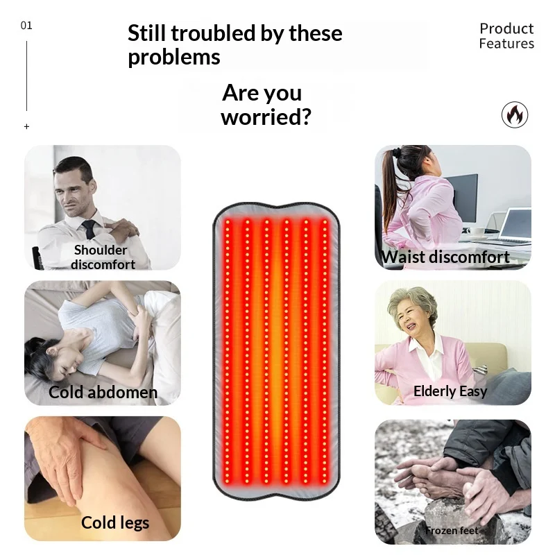 Red Light Heating Pad Electric Hot Compress Mat With 3 Temperature Settings For Waist… — image 2