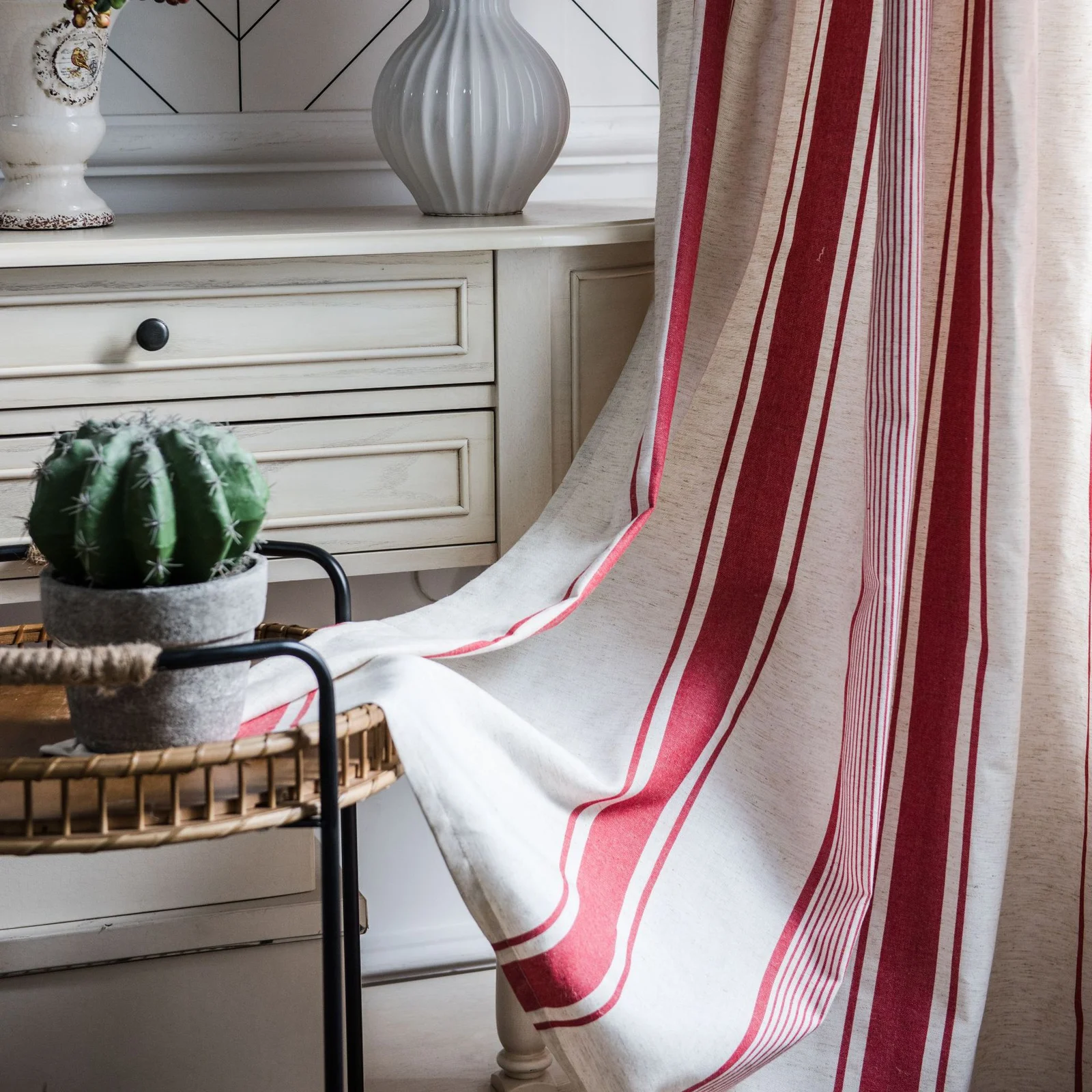 Red-striped Semi Blackout Curtain — image 5