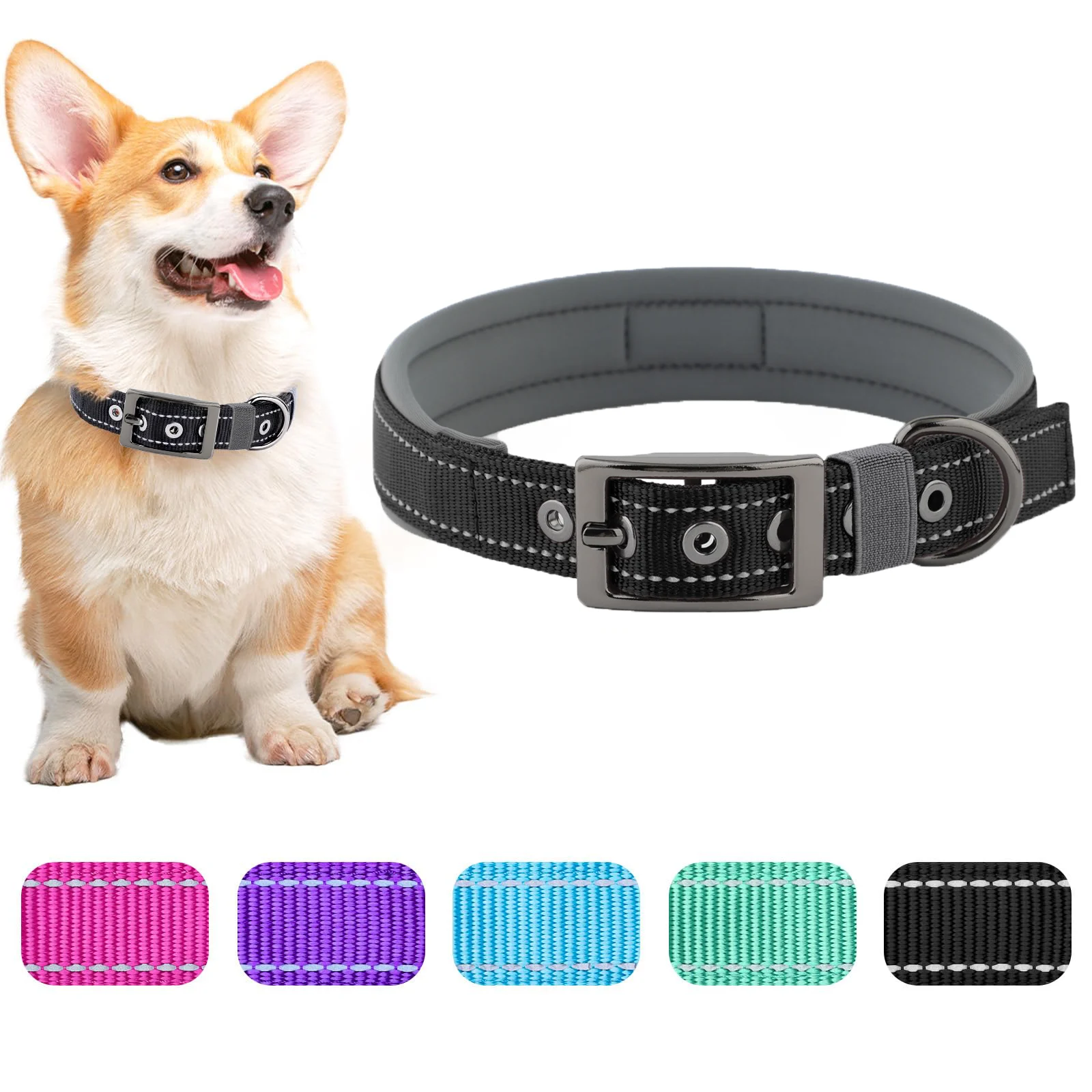 Reflective Dog Collar For Medium Dogs, Adjustable Wide Soft Comfortable Breathable… — image 4