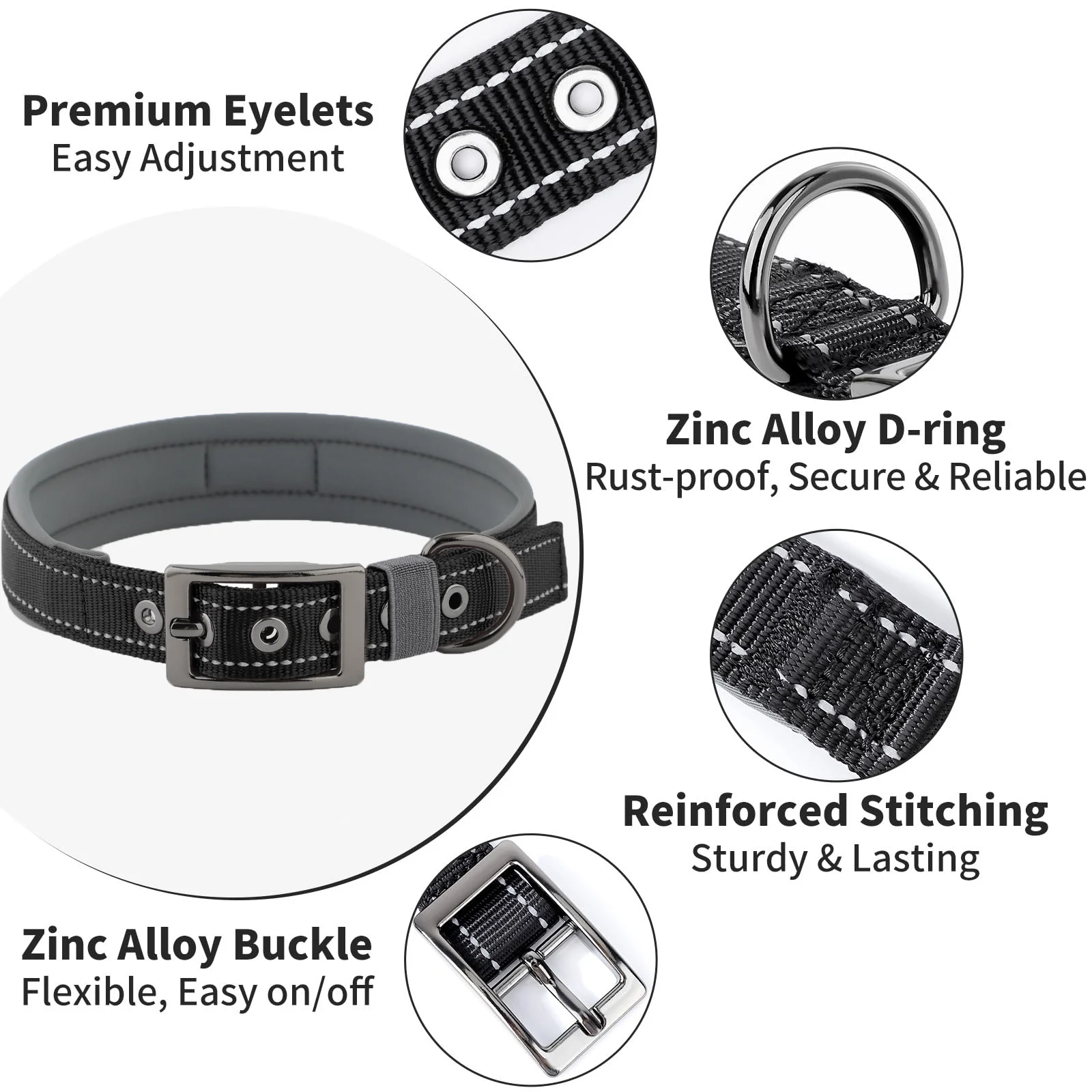 Reflective Dog Collar For Medium Dogs, Adjustable Wide Soft Comfortable Breathable… — image 2