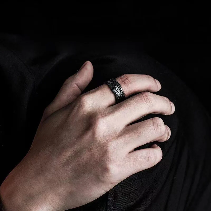 Restored Layered Ring Designers Original Dark Style Hammered Finish — image 2