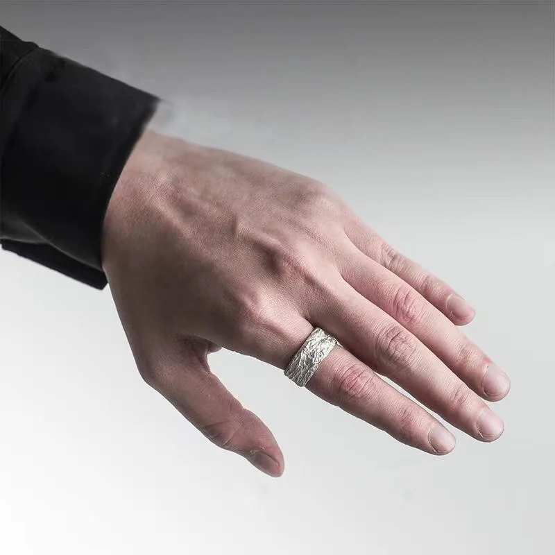 Restored Layered Ring Designers Original Dark Style Hammered Finish — image 5