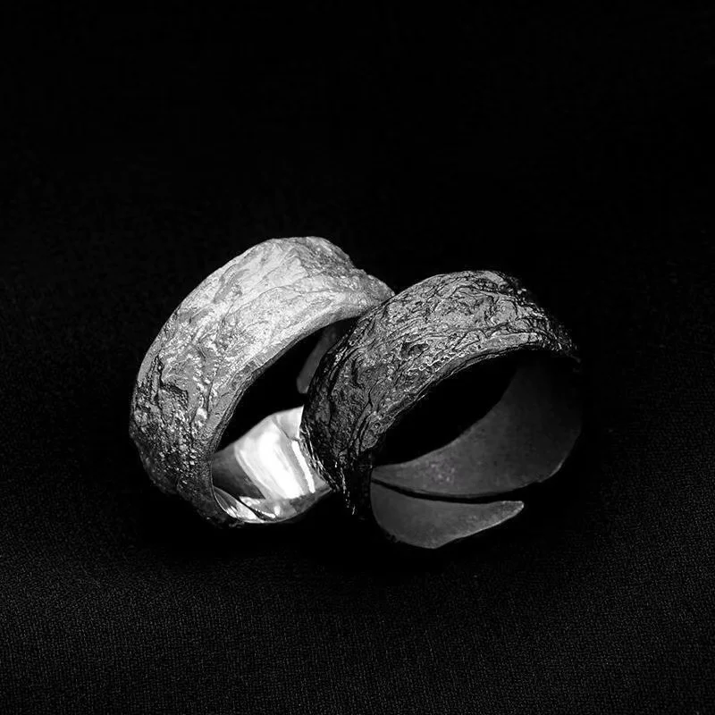 Restored Layered Ring Designers Original Dark Style Hammered Finish — image 6
