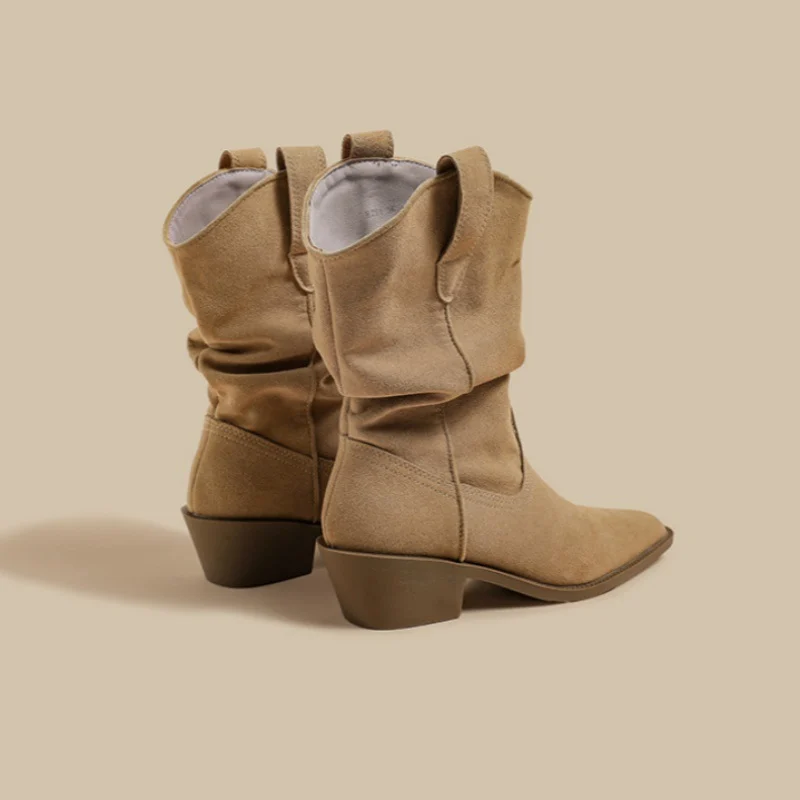 Retro Autumnwinter Black Mid-calf Boots — image 4